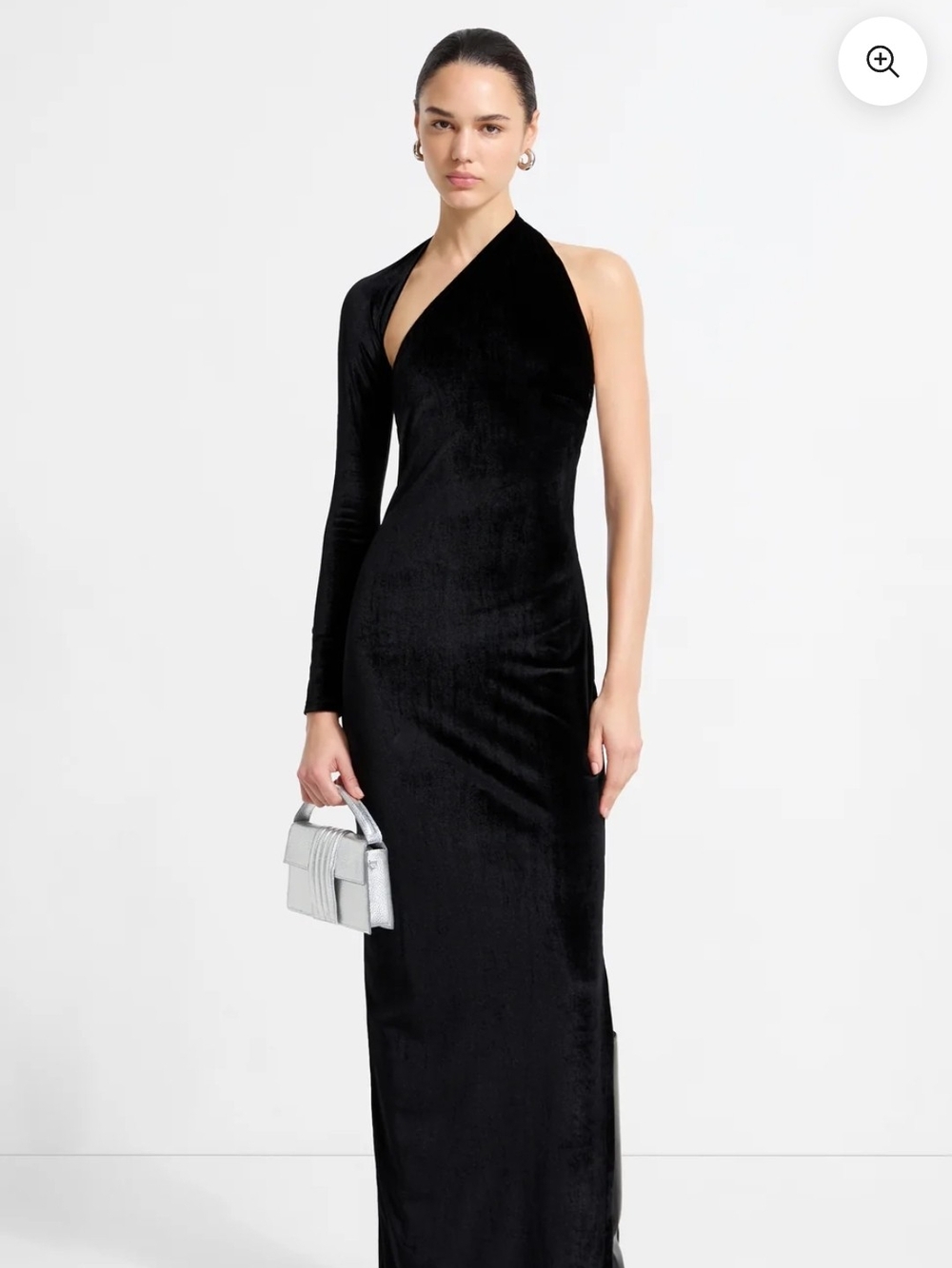 MARELLA Black One-Shoulder Velvet Column Gown